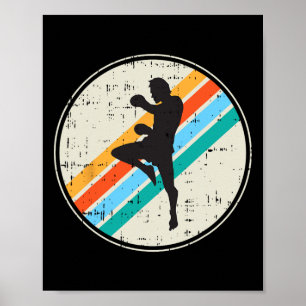 Kickbokser Silhouet Retro Martial-arts G Poster