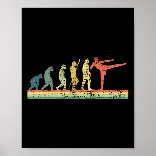 Kickboksevolutie Funny Gift T-shirt Kick Poster (Voorkant)