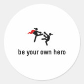 Kickboksheld Ronde Sticker (Voorkant)