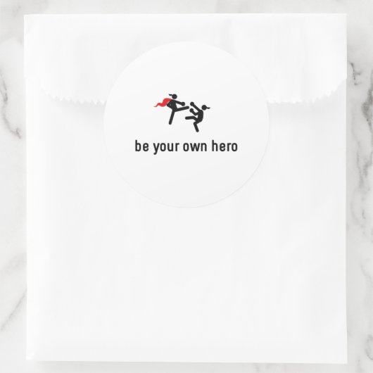 Kickboksheld Ronde Sticker (Tas)