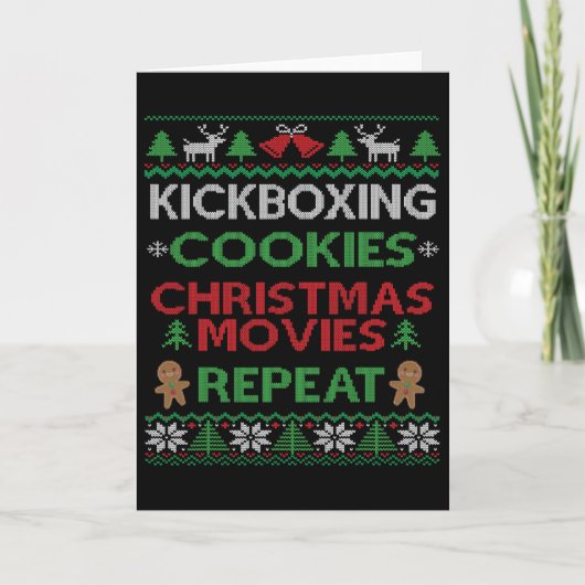 Kickboksinstructeur Cadeau Kickboxer Lelijk Kerstm Kaart (Voorkant)