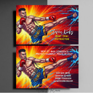 Kickboksinstructeur Vechtkunst Muay Thai Visitekaartje