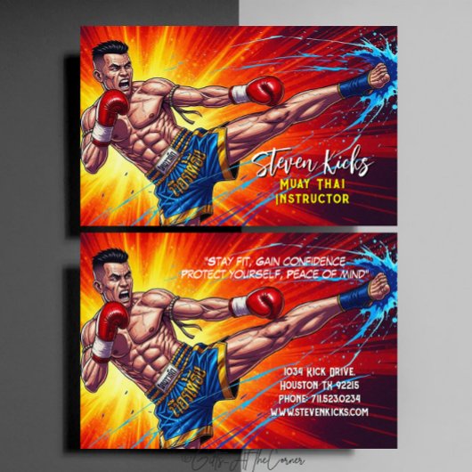 Kickboksinstructeur Vechtkunst Muay Thai Visitekaartje