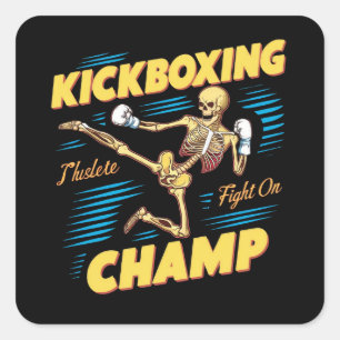 kickbokskampioen vierkante sticker