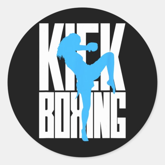 Kickboksmeisje in training ronde sticker (Voorkant)