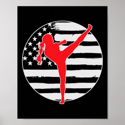 Kickboksmeisje Usa Vlag 4 Juli Poster (Voorkant)