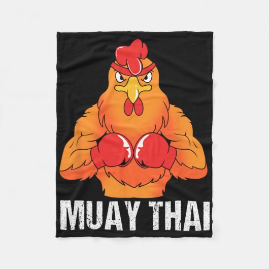 Kickbokstrainer Thailand Rooster Muay Thai Fleece Deken (Voorkant)