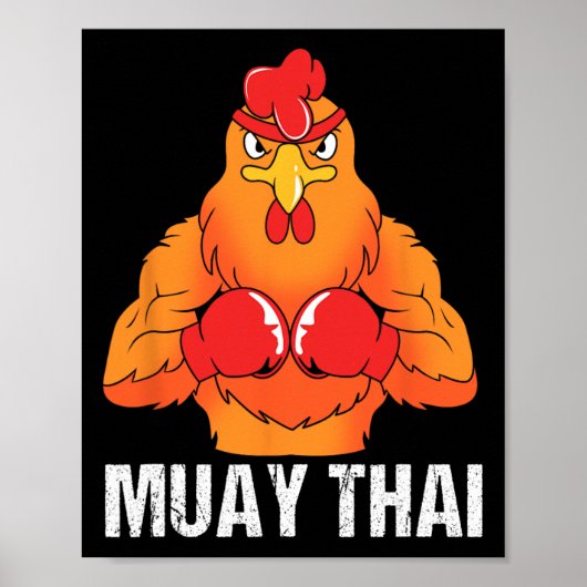 Kickbokstrainer Thailand Rooster Muay Thai Poster (Voorkant)