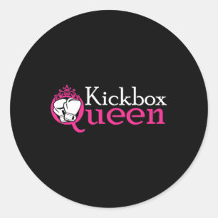 Kickbox Koningin Is Kickboksen Meisje Is Vrouw Kic Ronde Sticker