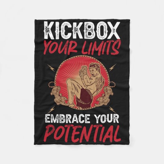 Kickbox Your Limits Embrace Your Potential Kickbox Fleece Deken (Voorkant)