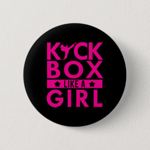 Kickboxen Als Een Meisje Vechtsport Kickboksen Kar Ronde Button 5,7 Cm