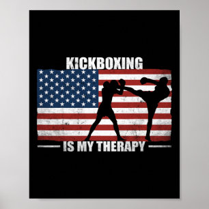 Kickboxer Amerikaanse Vlag Vintage Us Kickboksen I Poster