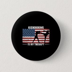 Kickboxer Amerikaanse Vlag Vintage Us Kickboksen I Ronde Button 5,7 Cm