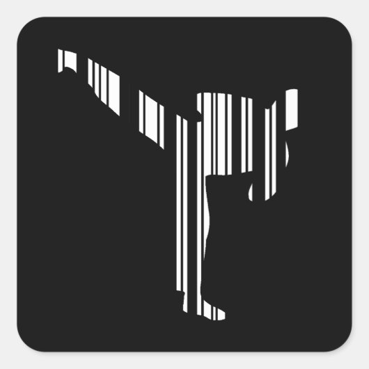 KICKBOXER BAR CODE Kickboxing Barcode Patroon Vierkante Sticker (Voorkant)