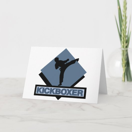 Kickboxer blauwe diamant feestdagen kaart (Voorkant)