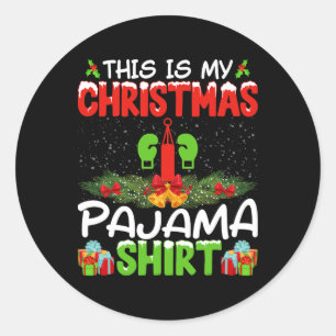 Kickboxer Kickboksen Kerst Pyjama Shirt Kerstmis H Ronde Sticker