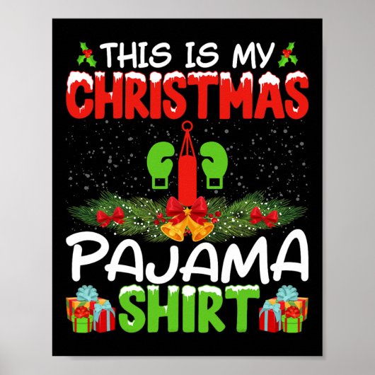Kickboxer Kickboksen Kerst Pyjama Shirt Kerstmis Poster (Voorkant)