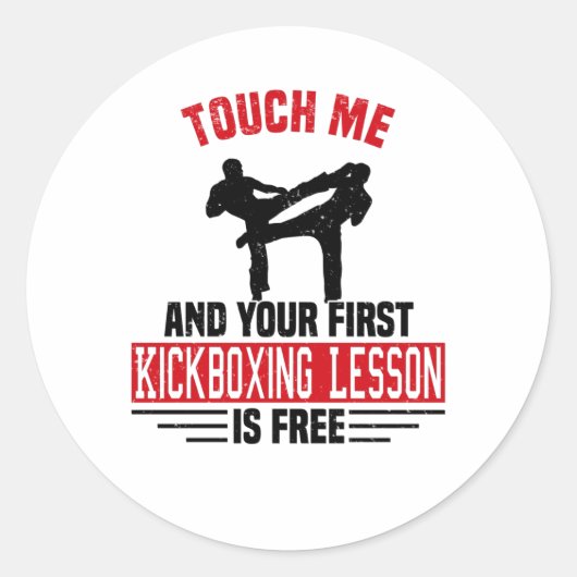 Kickboxer Martial Arts Boxer Sparring Ronde Sticker (Voorkant)