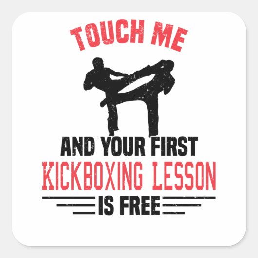 Kickboxer Martial Arts Boxer Sparring Vierkante Sticker (Voorkant)