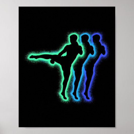 Kickboxer Martial Arts Silhouetten Mannen Kinderen Poster (Voorkant)