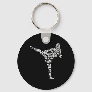 Kickboxer Martial Arts Typografie Mannen Kinderen Sleutelhanger