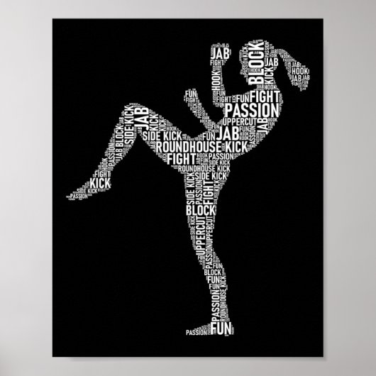 Kickboxer typografie - Kickboksen Mixed Martial Ar Poster (Voorkant)