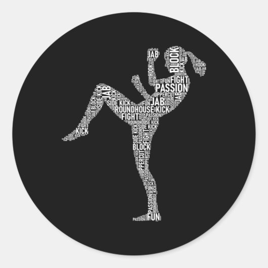 Kickboxer typografie - Kickboksen Mixed Martial Ar Ronde Sticker (Voorkant)