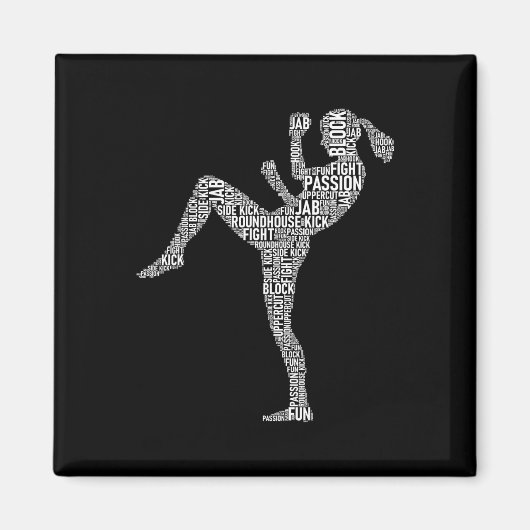 Kickboxer Typografie - Kickboxing Mixed Martial Ar Magneet (Voorkant)