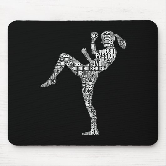 Kickboxer Typografie - Kickboxing Mixed Martial Ar Muismat (Voorkant)