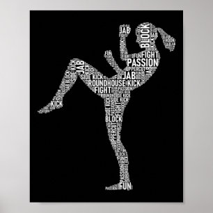Kickboxer Typografie - Kickboxing Mixed Martial Ar Poster