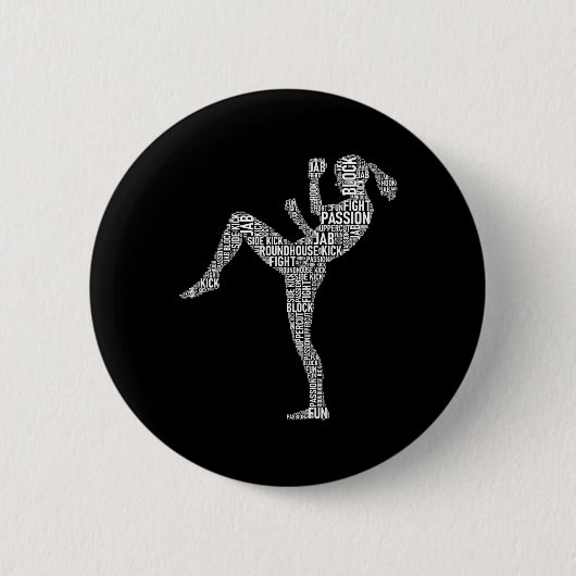 Kickboxer Typografie - Kickboxing Mixed Martial Ar Ronde Button 5,7 Cm (Voorkant)