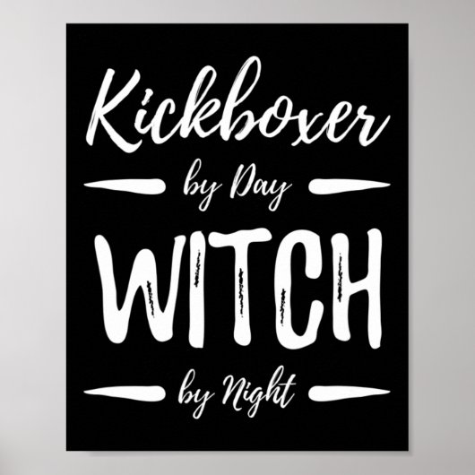 Kickboxer Witch Funny Kickboxing Halloween Costume Poster (Voorkant)