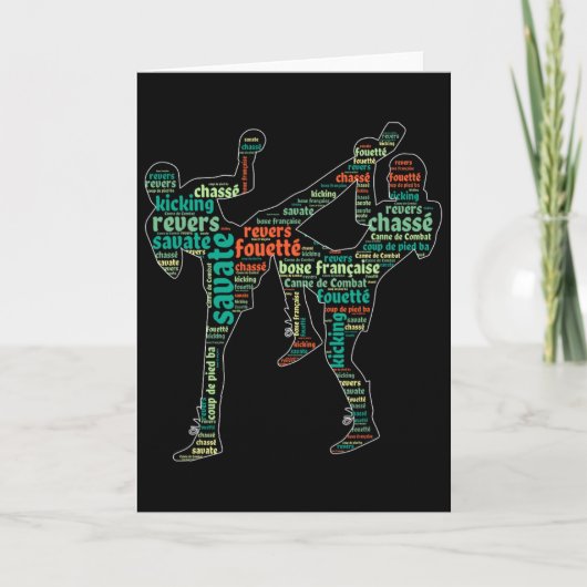Kickboxing Boxer Boxing Shoe Kicking Savate Word C Kaart (Voorkant)