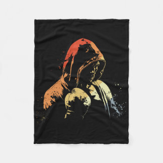 Kickboxing Boy Drawing Retro Martial Arts For Boys Fleece Deken