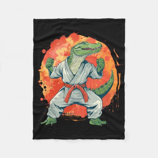 Kickboxing Crocodile Taekwondo Karate Mma Funny Ma Fleece Deken (Voorkant)