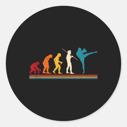 Kickboxing Evolution Kickboxer Karate Boxing Mma  Ronde Sticker (Voorkant)