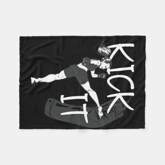 Kickboxing Girl Kick It  Fleece Deken (Voorkant (Horizontaal))