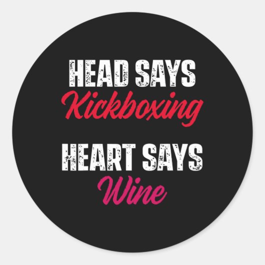 Kickboxing Heart Wine Kick Boxing Workout  Ronde Sticker (Voorkant)