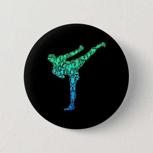 Kickboxing Kickboxer Karate Kids Boys Men Ronde Button 5,7 Cm (Voorkant)