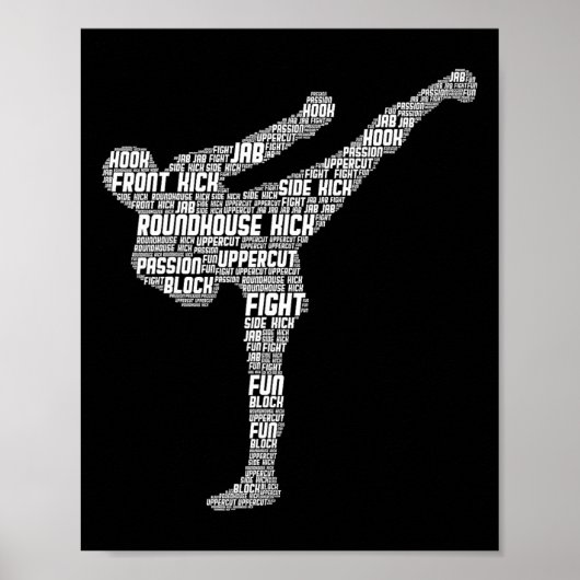 Kickboxing Kickboxer Karate Men Kids Boys  Poster (Voorkant)