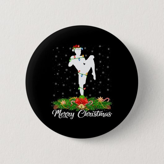 Kickboxing Lover Matching Santa Hat Kickboxing Chr Ronde Button 5,7 Cm (Voorkant)