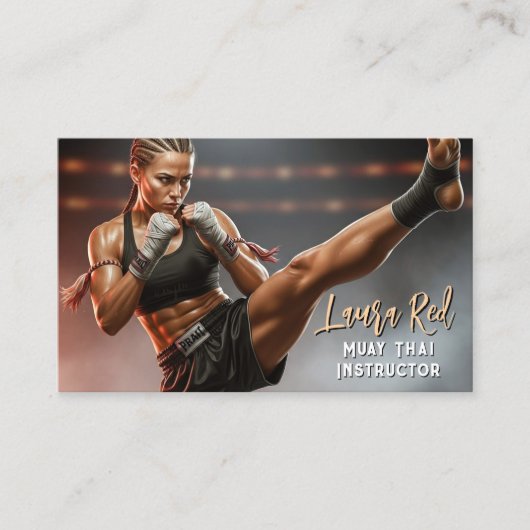 Kickboxing Martial Arts Muay Thai Instructor Visitekaartje (Voorkant)