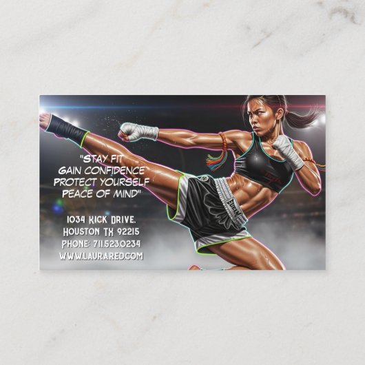 Kickboxing Martial Arts Muay Thai Instructor Visitekaartje (Achterkant)