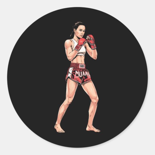 Kickboxing Stance Thai Boxing A Muay Thai Fighter  Ronde Sticker (Voorkant)