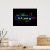 Kickboxing Word Cloud Bright on Black Poster (Keuken)