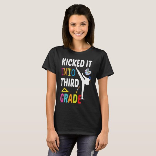 Kicked into 3rd Grade Karate Back To School T-shirt (Voorkant volledig)