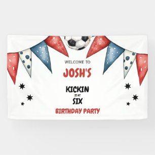 Kickin het bij Six Soccer 6th Birthday Party Rood Spandoek