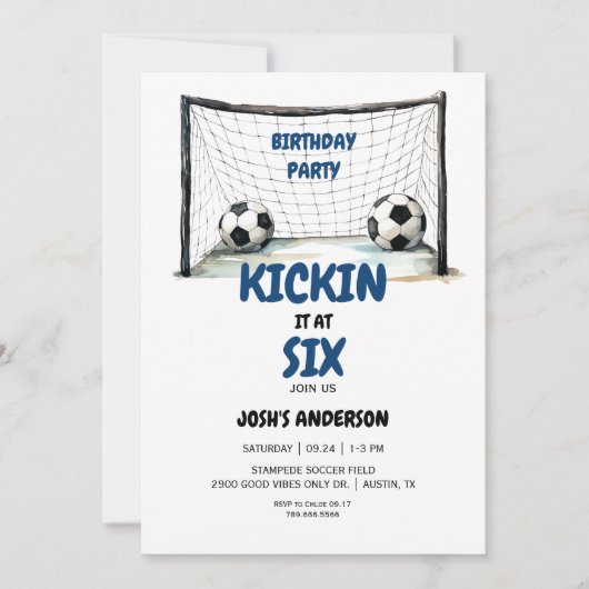 Kickin het op Six 6th Soccer Birthday Party II Kaart (Voorkant)