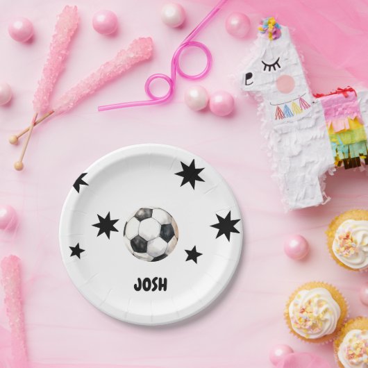 Kickin het op Six Soccer 6th Birthday Party Papieren Bordje (Feest)