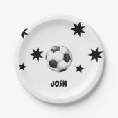 Kickin het op Six Soccer 6th Birthday Party Papieren Bordje (Voorkant)